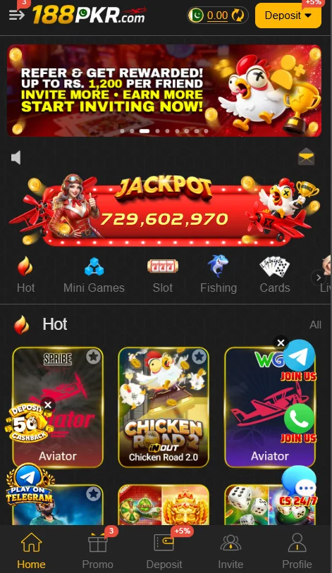 188pkr Game Main Lobby Interface