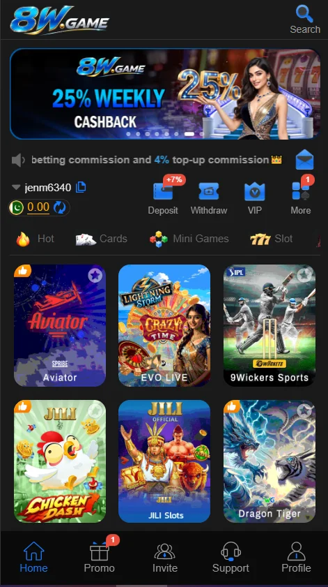 8w Game Dashboard Interface