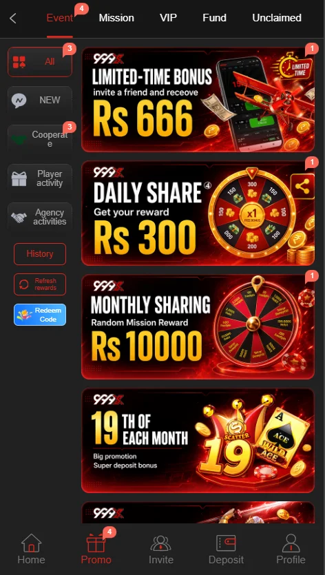 999X Game promotional banner displaying welcome bonus and special rewards